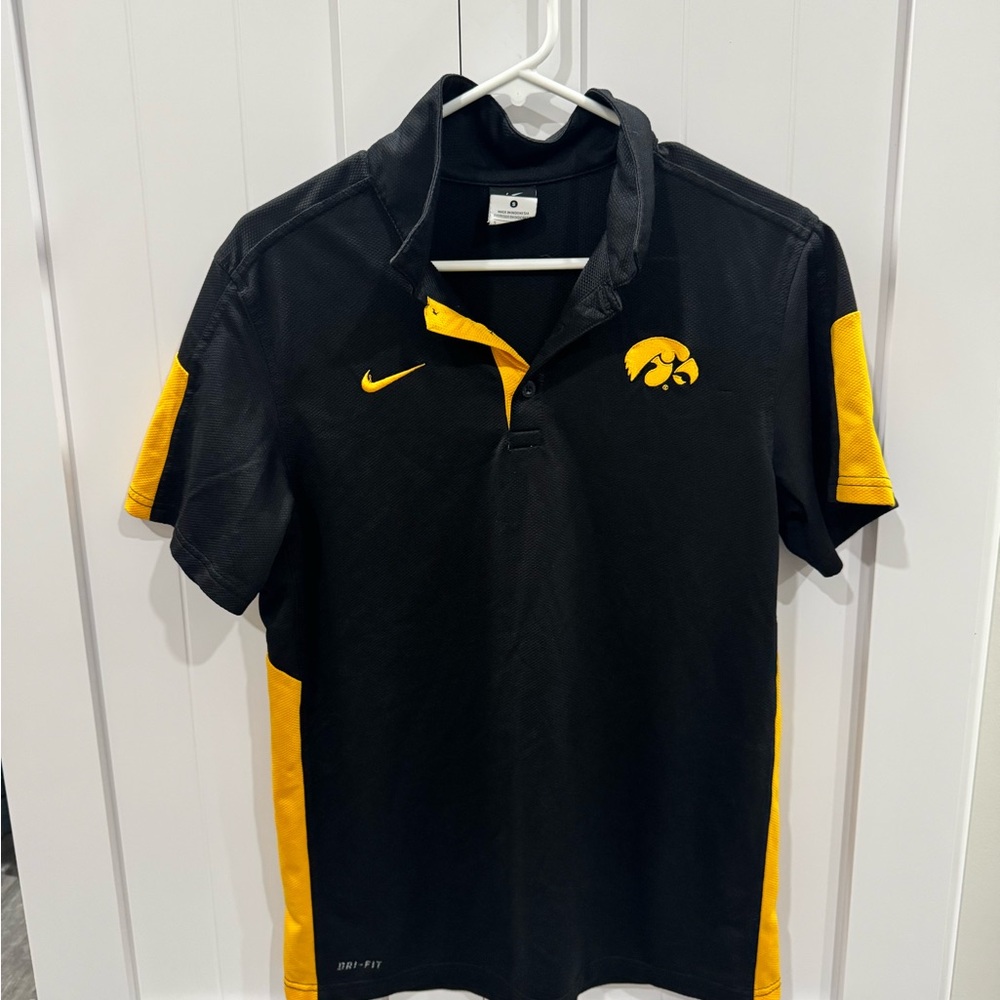 Iowa Hawkeyes: Nike Black and Yellow Polo Shirt with Athletic Fit